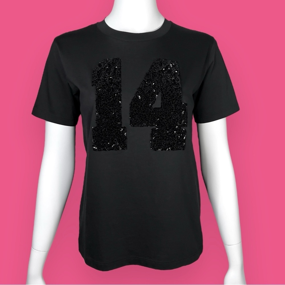 Louis Vuitton Double Sided Sequined Logo Black T-Shirt “14” & “PARIS” - Size XS